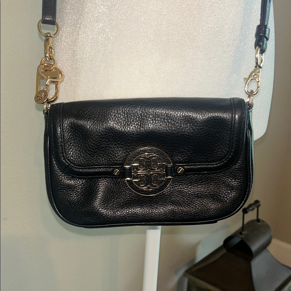 Tory Burch Black Crossbody Bag with Gold Accents
